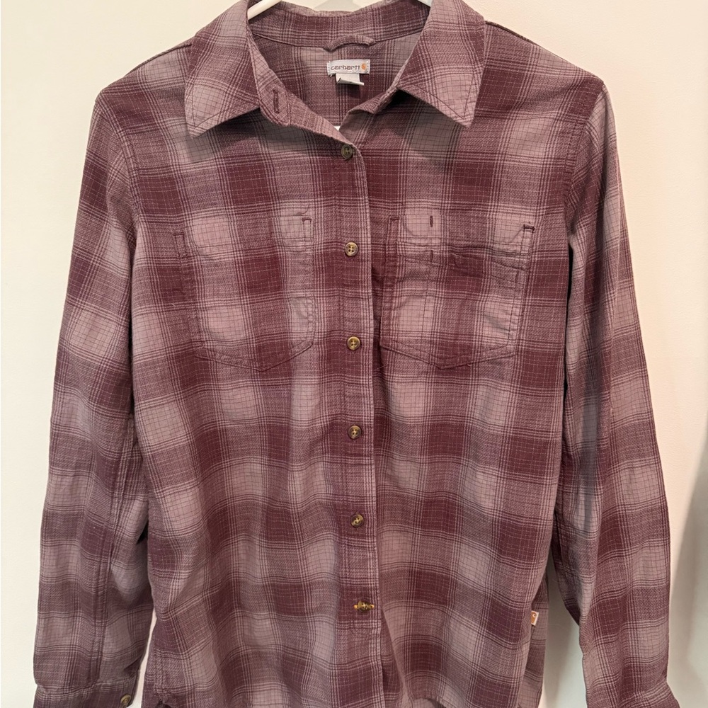 Women’s Carhartt Maroon and White Checkered Shirt